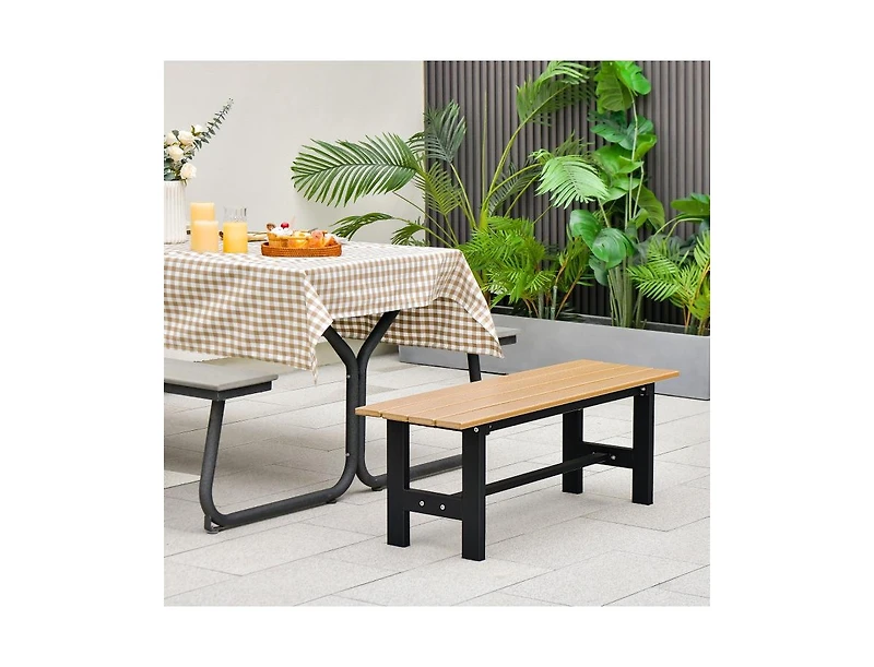 Slickblue 47" Outdoor Chair with Slatted Seat Plastic Coated Iron Frame