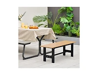 Slickblue 47" Outdoor Chair with Slatted Seat Plastic Coated Iron Frame