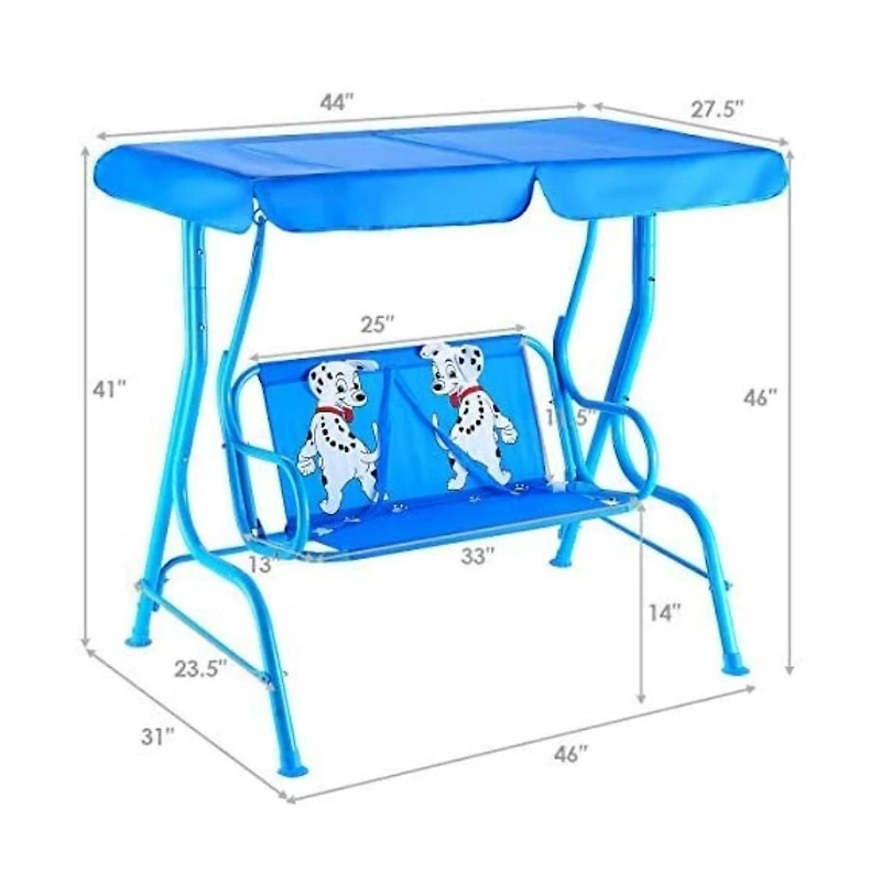 Slickblue Outdoor Kids Patio Swing Bench with Canopy 2 Seats