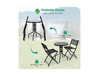 Slickblue 3 Pieces Folding Bistro Table Chairs Set for Indoor and Outdoor