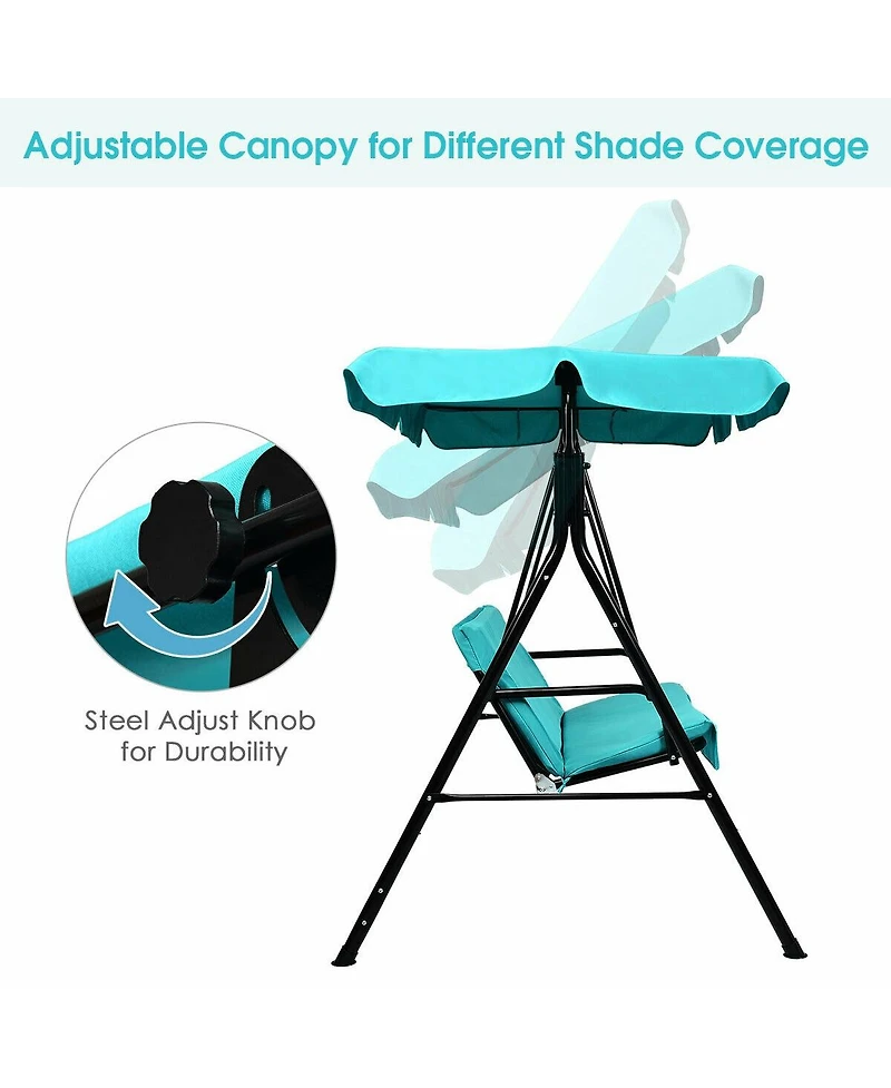 Slickblue Loveseat Cushioned Patio Steel Frame Swing Glider