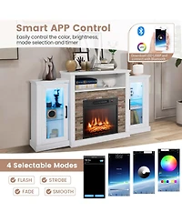 Fireplace Tv Stand with Led Lights & Electric For 65" Wall-Mounted