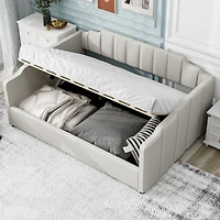 Streamdale Upholstered Daybed with Underneath Storage, Full Size, Gray