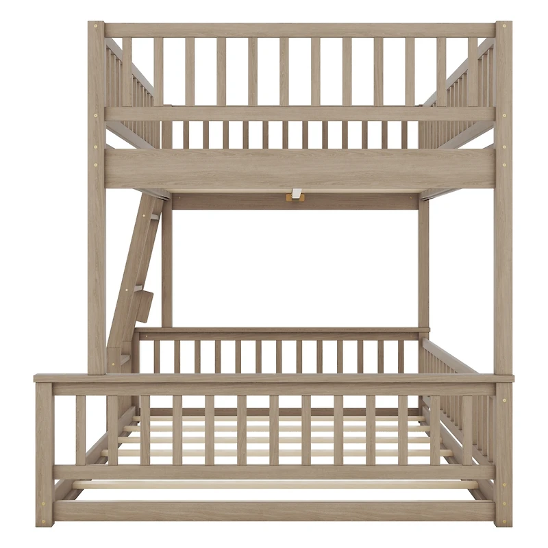 Streamdale Full Xl over Queen Bunk Bed with Ladder and Guardrails, Walnut