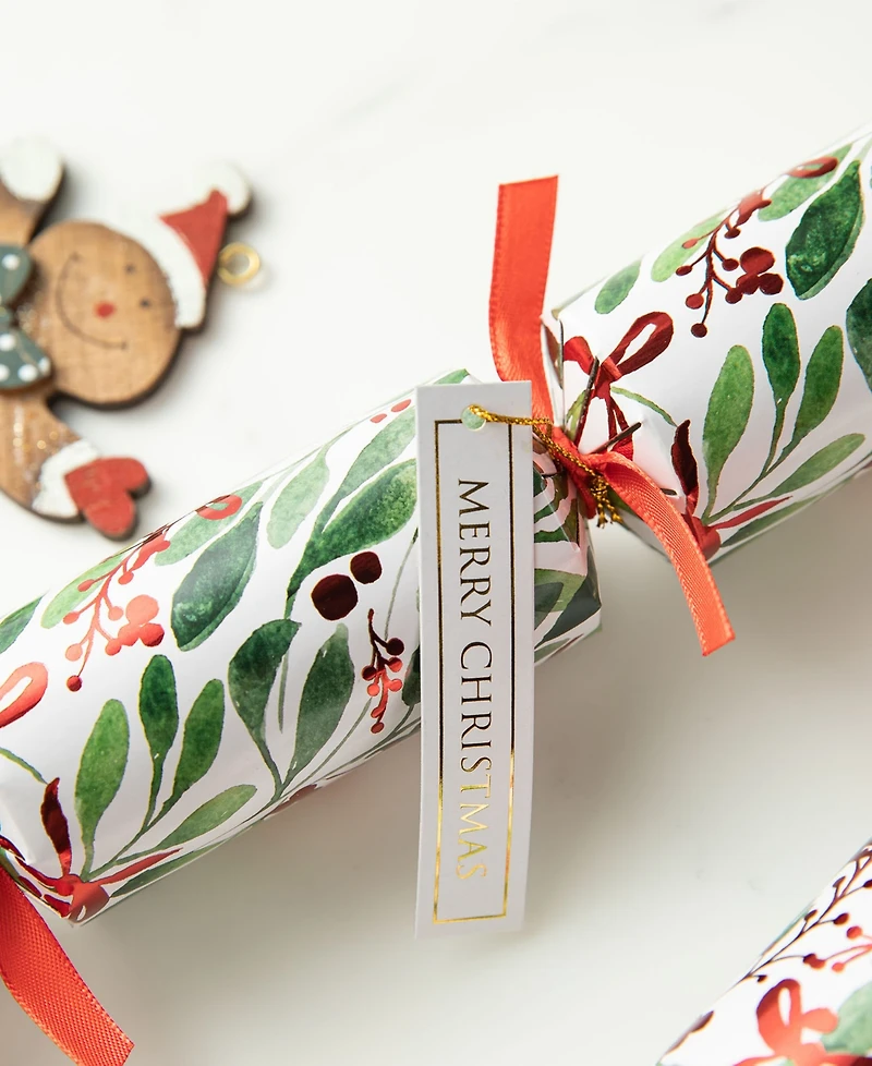 Glitzhome 8PK 1.50''D X 10.00''H Christmas Holy Leaves Party Cracker with Gift Contents
