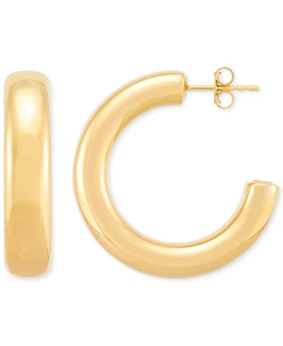 High Polished Medium J Hoop Earrings in 14k Gold, 1-1/8"