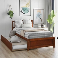 Streamdale Twin Platform Bed Wood Frame With Trundle