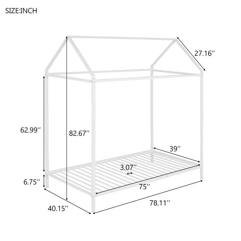 Streamdale Twin Metal Floor Bed Frame for Kids