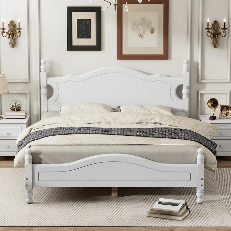 Streamdale Queen Retro Platform Bed with Slat Support