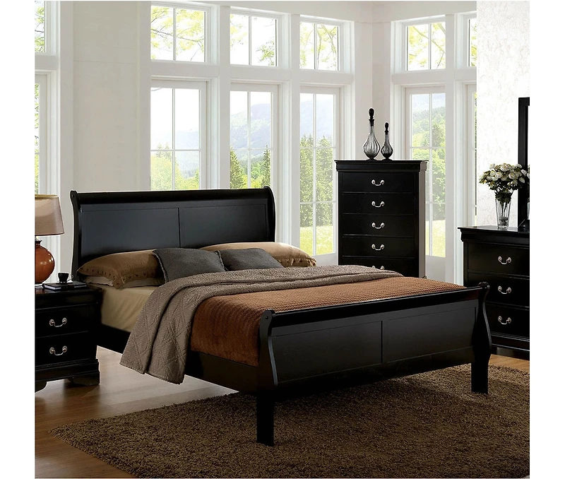 Streamdale Louis Philippe Queen Bed Solid Wood Sleigh Bed
