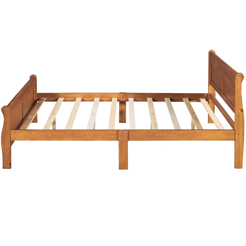 Streamdale Full Wood Platform Bed With Headboard And Wooden Slat Support