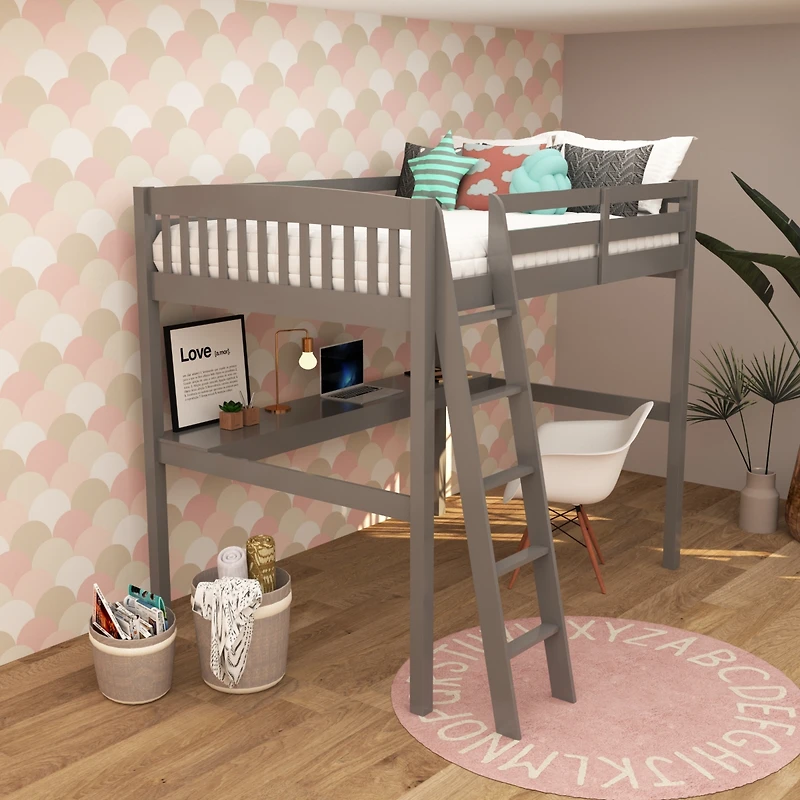 Streamdale Everest Twin Loft Bed with Desk and Storage