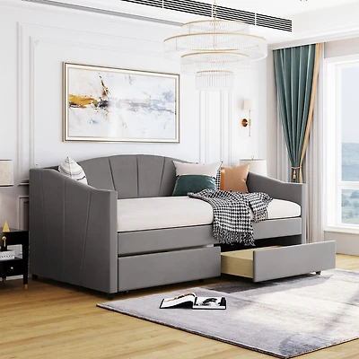 Streamdale Upholstered Daybed Twin With Two Drawers And Wood Slat