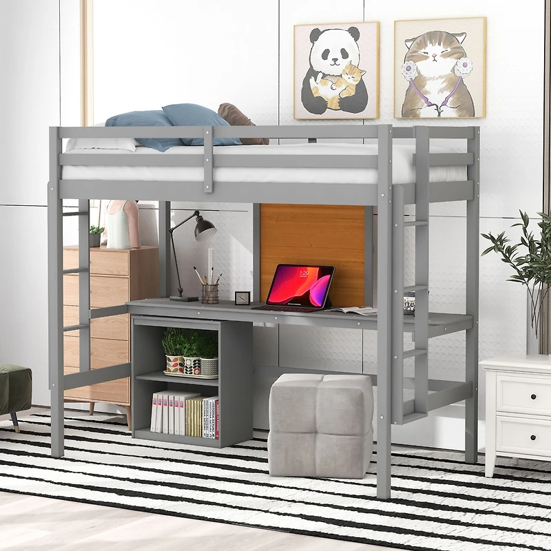 Streamdale Twin Loft Bed with Desk and Storage