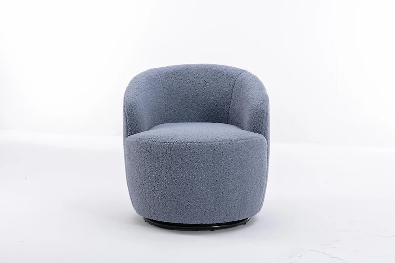 Simplie Fun Teddy Fabric Swivel Accent Armchair Barrel Chair With Powder Coating Metal Ring