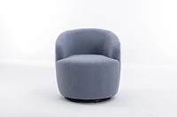 Simplie Fun Teddy Fabric Swivel Accent Armchair Barrel Chair With Powder Coating Metal Ring
