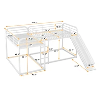 Streamdale Full And Twin L-Shaped Bunk Bed With Slide Short Ladder