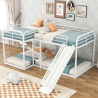 Streamdale Full And Twin L-Shaped Bunk Bed With Slide Short Ladder