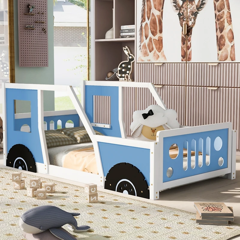 Streamdale Twin Classic Car-Shaped Platform Bed With Wheels