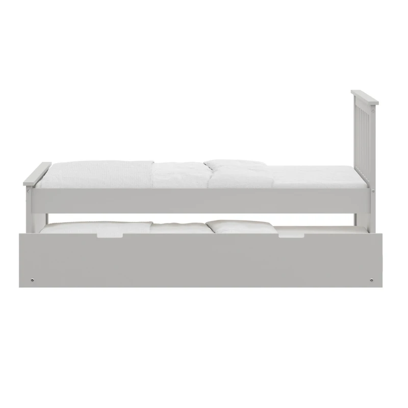 Streamdale Solid Wood Twin Bed with Trundle for Kids