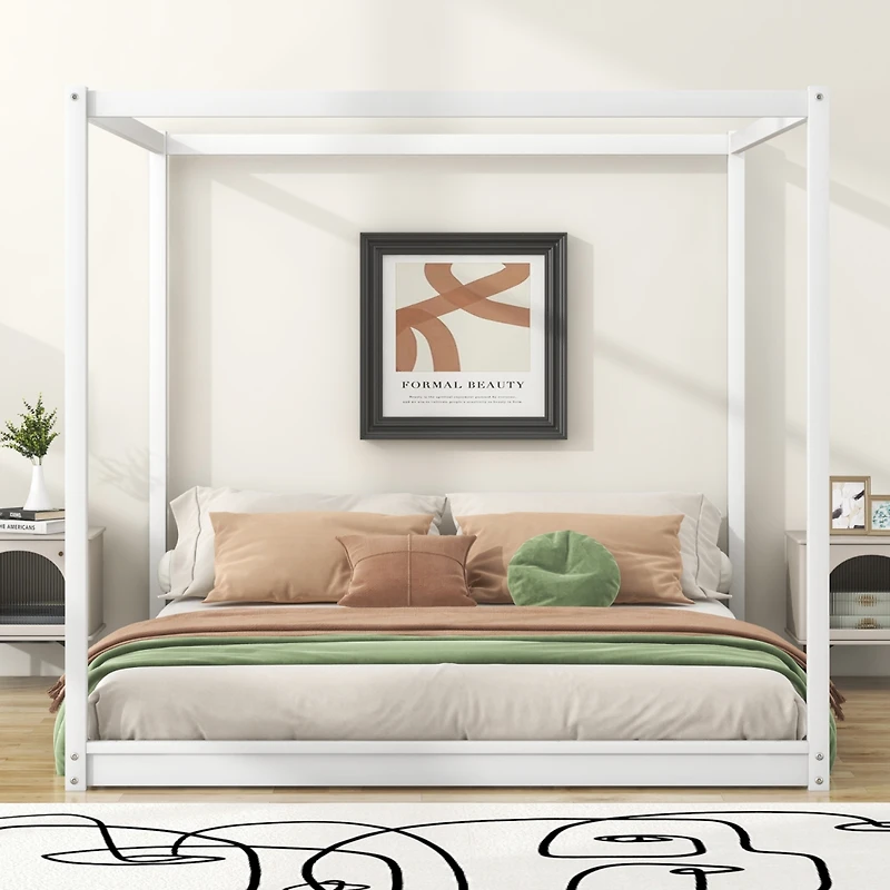 Streamdale King Canopy Platform Bed With Support Legs