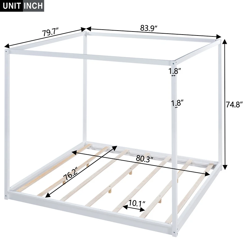 Streamdale King Canopy Platform Bed With Support Legs