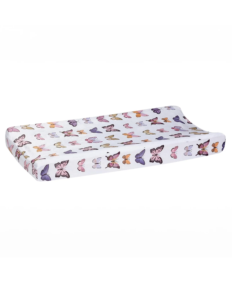 Lambs & Ivy Butterfly Dreams Soft/Cozy Fleece Changing Pad Cover - White