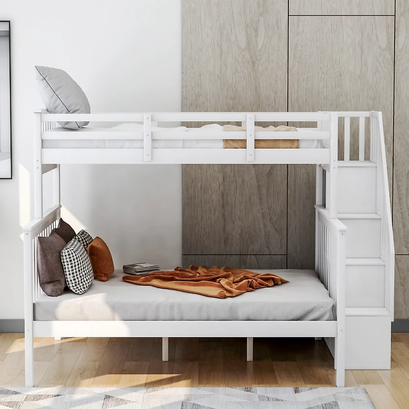 Streamdale Twin-Over-Full Bunk Bed with Storage and Guardrails