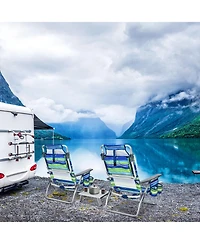 Slickblue 2 Packs 5-Position Outdoor Folding Backpack Beach Table Chair Reclining Set