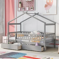 Streamdale Twin Wooden House Bed With Two Drawers
