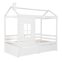 Simplie Fun Twin Size House Bed Wood Bed With Two Drawers