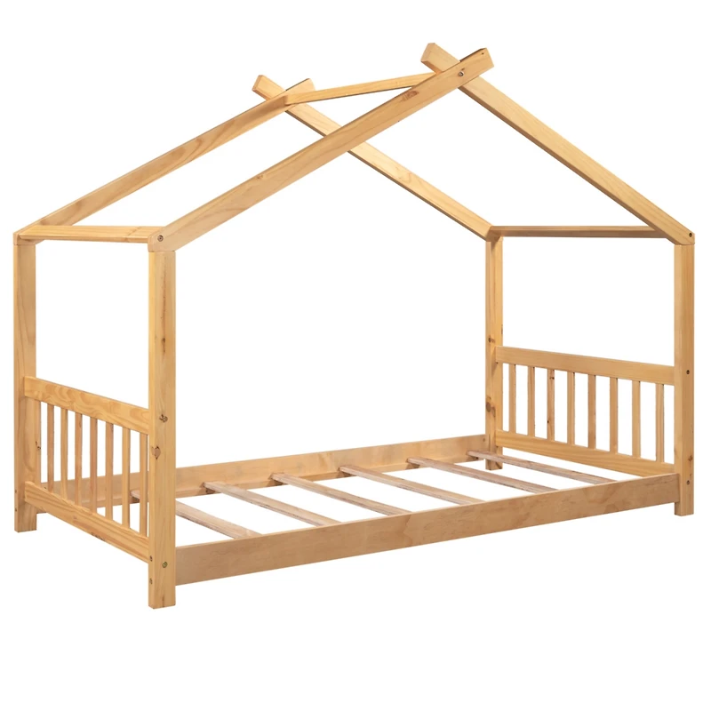Streamdale Twin House Platform Bed With Headboard And Footboard, Roof Design