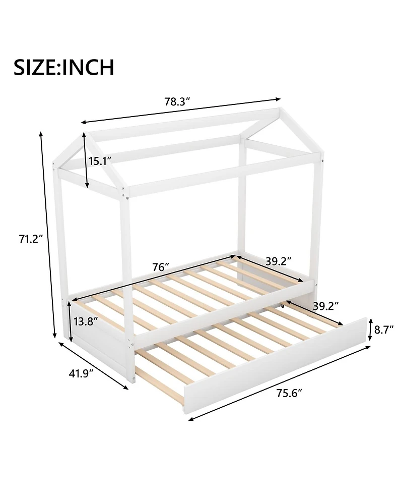 Simplie Fun House Bed With Trundle, Can Be Decorated Twin