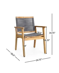 Simplie Fun Acacia Wood Rope Weave Transitional Outdoor Chair