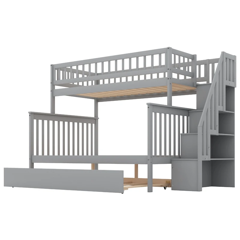 Streamdale Twin Over Full Bunk Bed With Trundle And Staircase