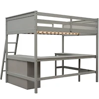 Streamdale Full Loft Bed With Shelves And Desk, Wooden Desk