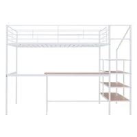 Streamdale Full Metal Loft Bed With Desk And Lateral Storage Ladder