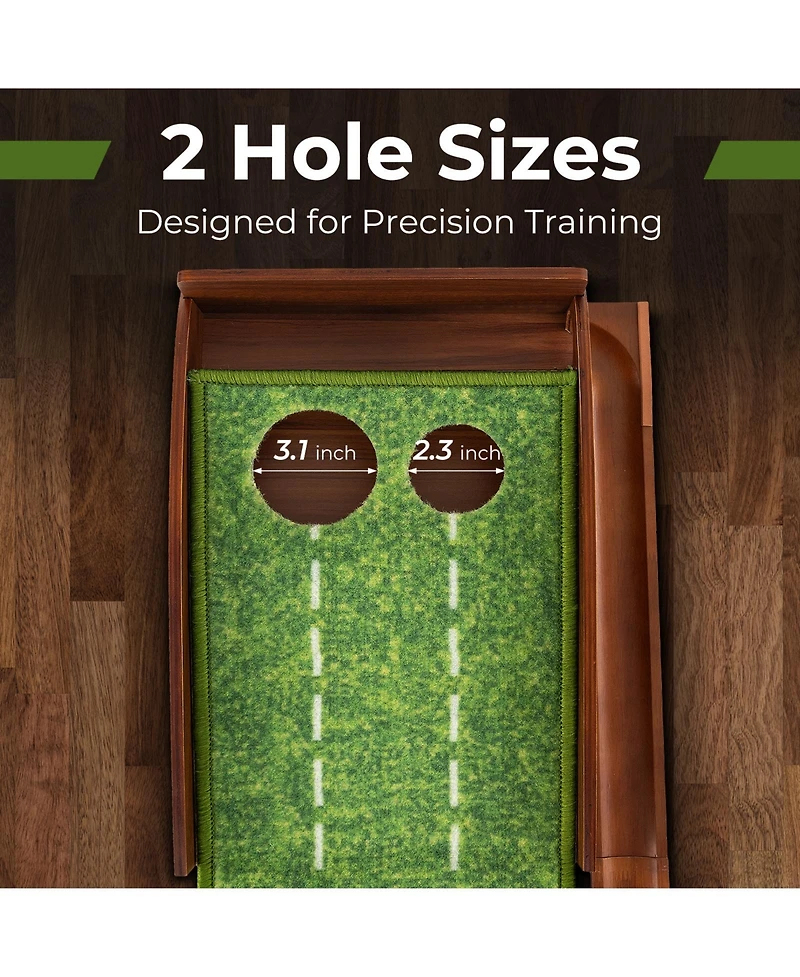 Slickblue Golf Putting Mat Practice Training Aid with Auto Ball Return and Hole Sizes