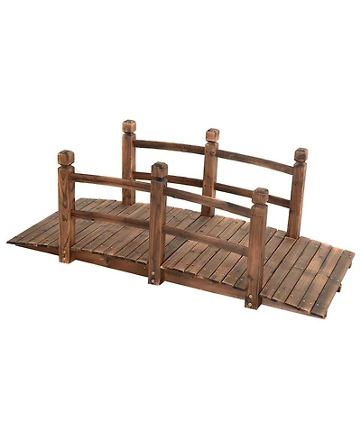 Slickblue 5' Wooden Garden Bridge Arc Stained Finish Footbridge Decorative