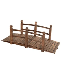 Slickblue 5' Wooden Garden Bridge Arc Stained Finish Footbridge Decorative