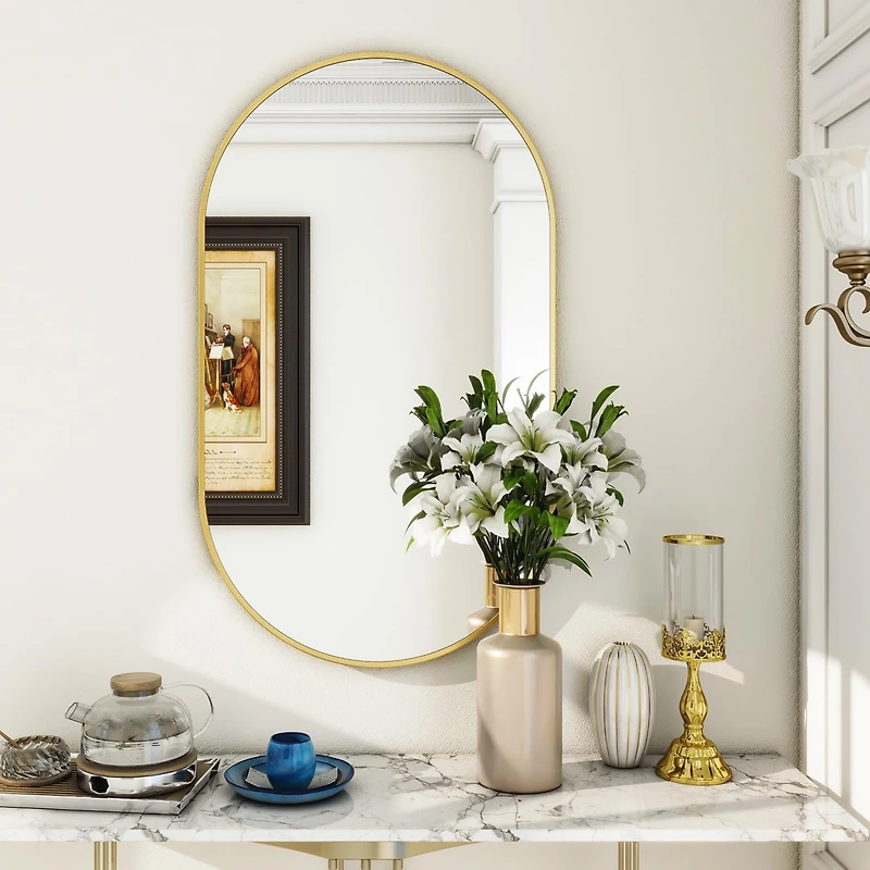 Homlux Oval Wall Mounted Mirror 22"x38" in Gold