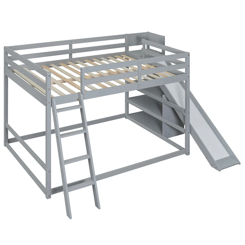 Streamdale Full Over Bunk Bed With Ladder, Slide And Shelves
