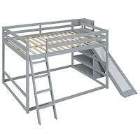 Streamdale Full Over Bunk Bed With Ladder, Slide And Shelves