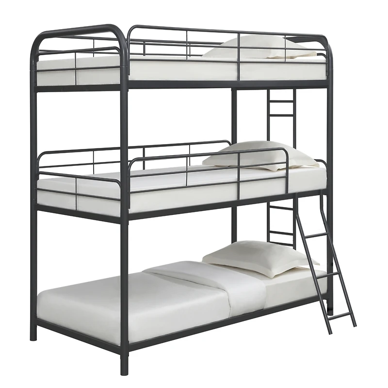Simplie Fun Furniture Triple Bunk Bed, Twin/Twin/Twin, Black