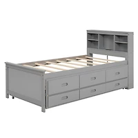 Streamdale Twin Bed with Storage Headboard, Trundle and Drawers