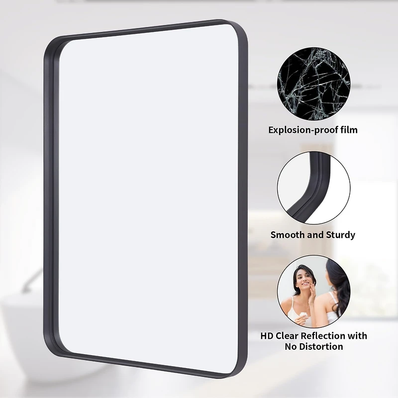 Homlux Rectangular Wall Mounted Mirror 22"x30" in Black