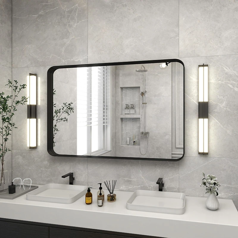 Homlux Rectangular Wall Mounted Mirror 22"x30" in Black