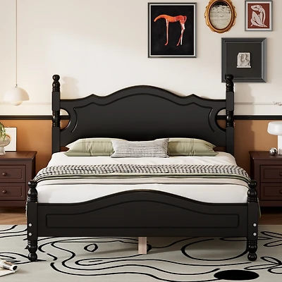 Streamdale Retro Platform Bed with Wooden Slat Base