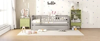 Streamdale Twin Size Wood Daybed With Trundle And Fence Guardrails