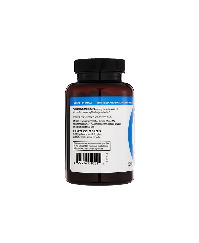 Twinlab Magnesium Caps - High Absorption Magnesium Supplement - Magnesium Capsules for Stress Relief, 420 mg, 100 Count 2 Pack